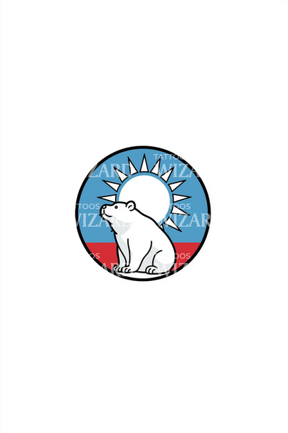 Design de tatouage insigne soleil ours polaire