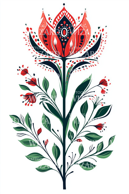 Illustration de tatouage florale folklorique polonaise