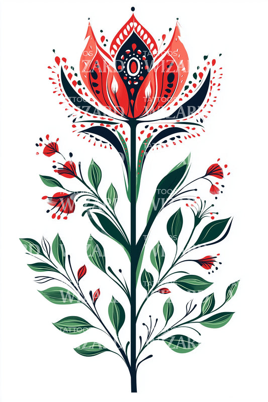 Illustration de tatouage florale folklorique polonaise