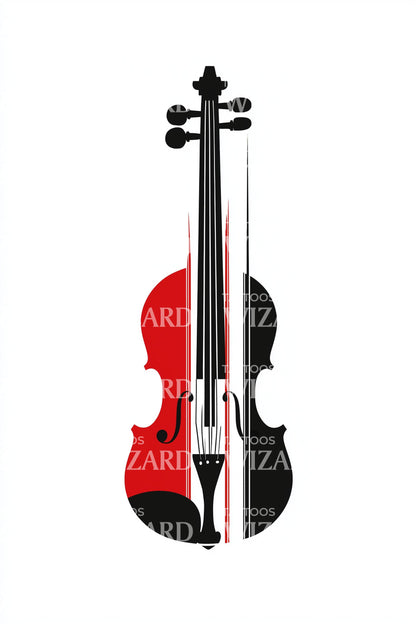 Polish Violin Silhouette Tattoo Design