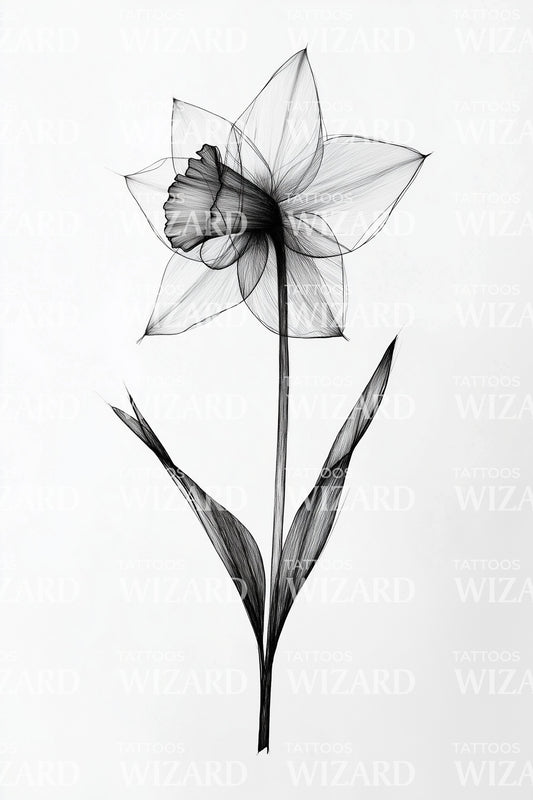 Design tatuaggio narciso a linea poligonale