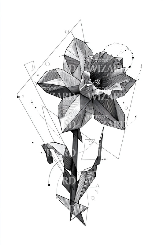 Polygon Shaded Blossom Tattoo Design