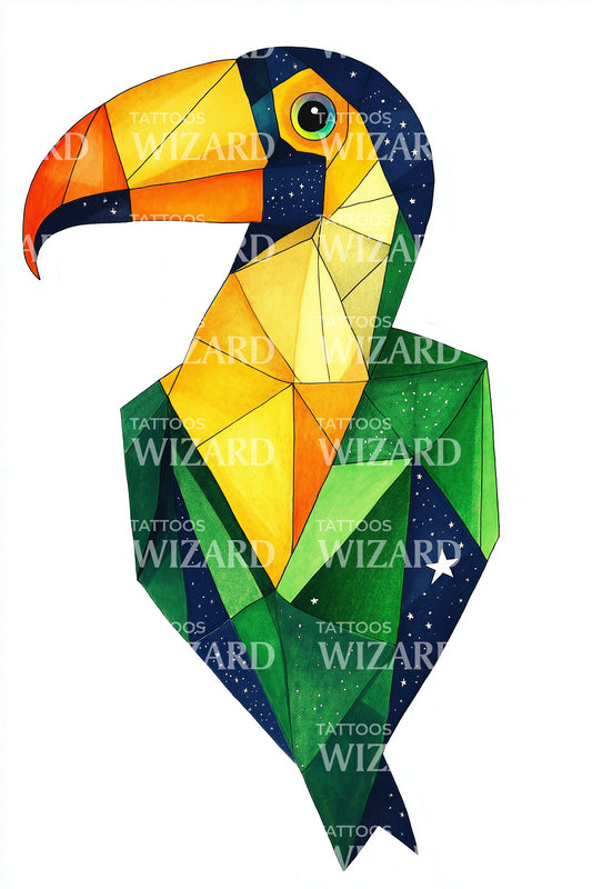 Polygon Toucan Prism Tattoo Design