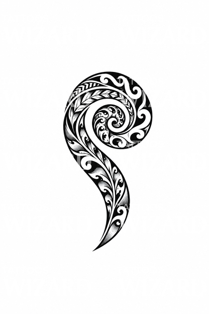 Polynesian Fern Spiral Koru Tattoo Design