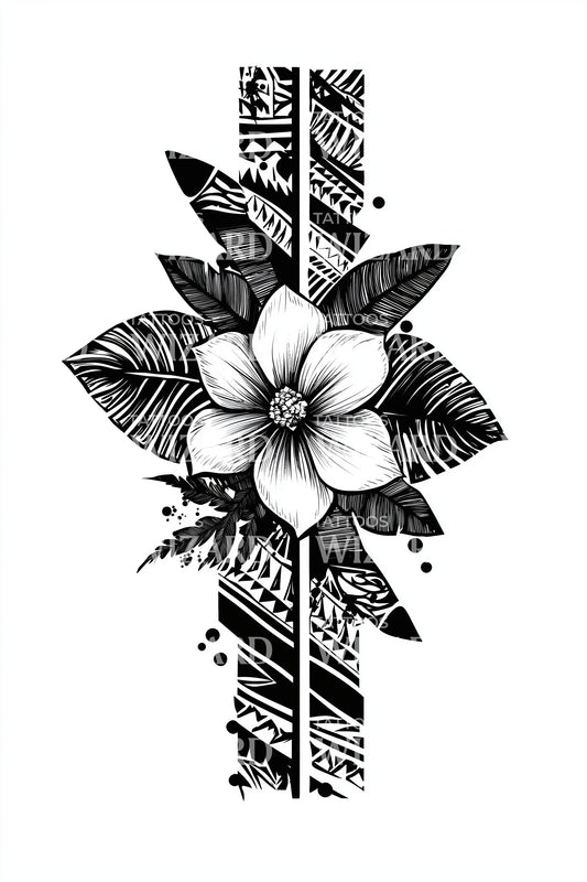 Polynesian Floral Band Tattoo Idea