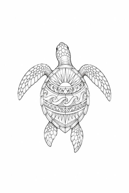 Polynesian Honu Sea Turtle Fine Line Tattoo Design