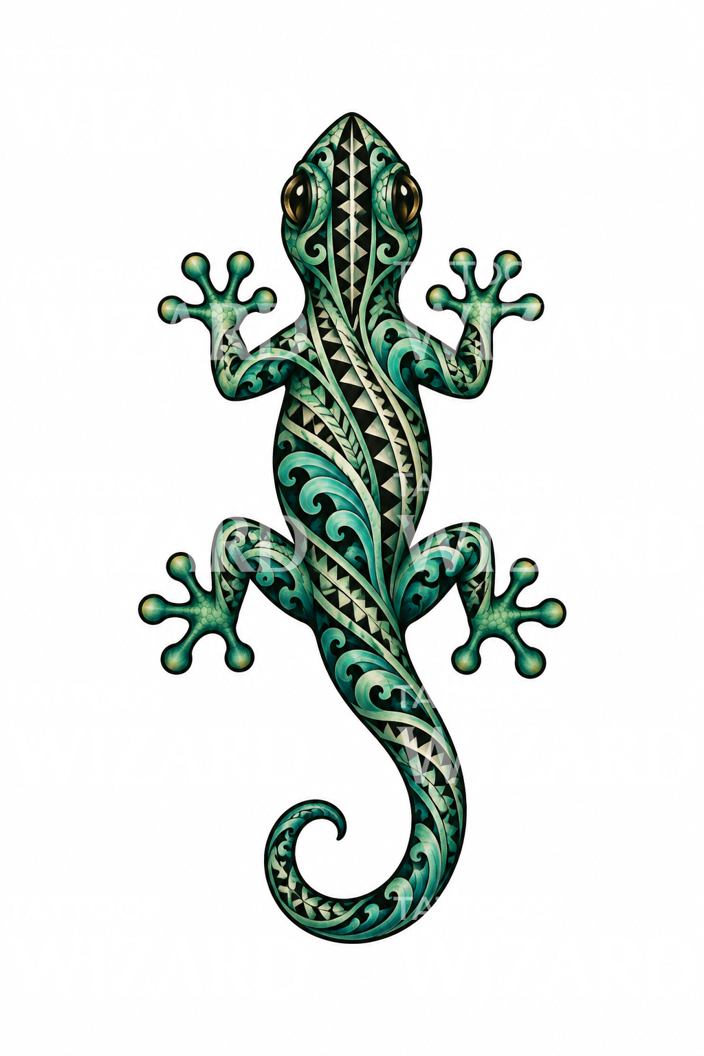 Polynesian Pattern Gecko Tattoo Idea