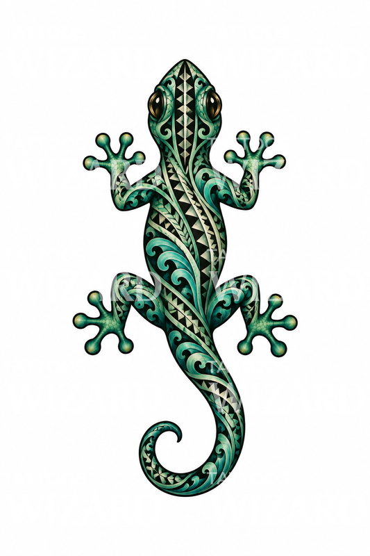 Polynesian Pattern Gecko Tattoo Idea
