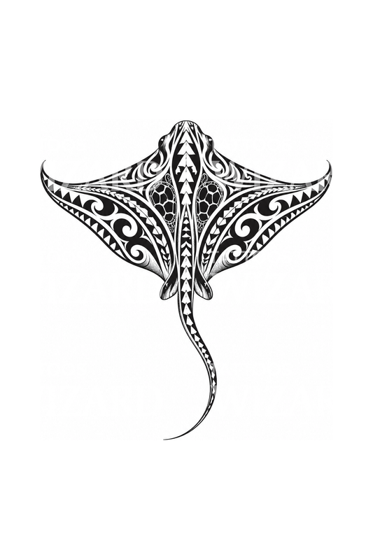 Polynesian Pattern Stingray Tattoo Design