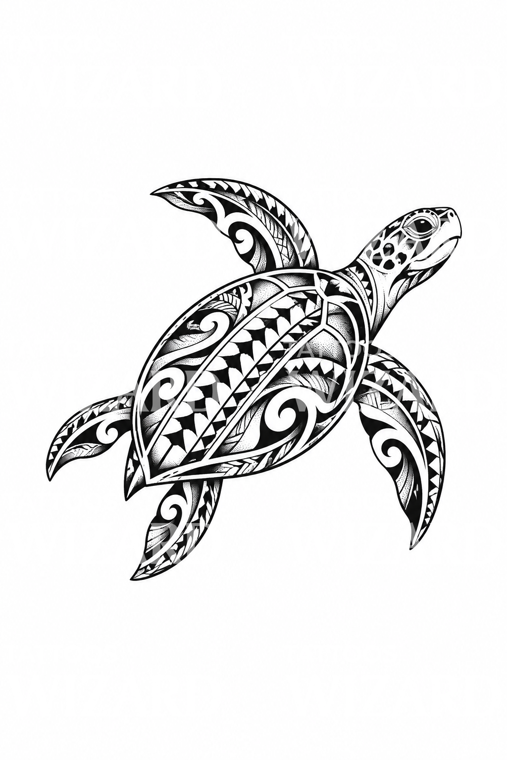 Polynesisk tribal-tatovering med havskildpadde