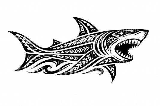 Polynesian Shark Tribal Tattoo Design