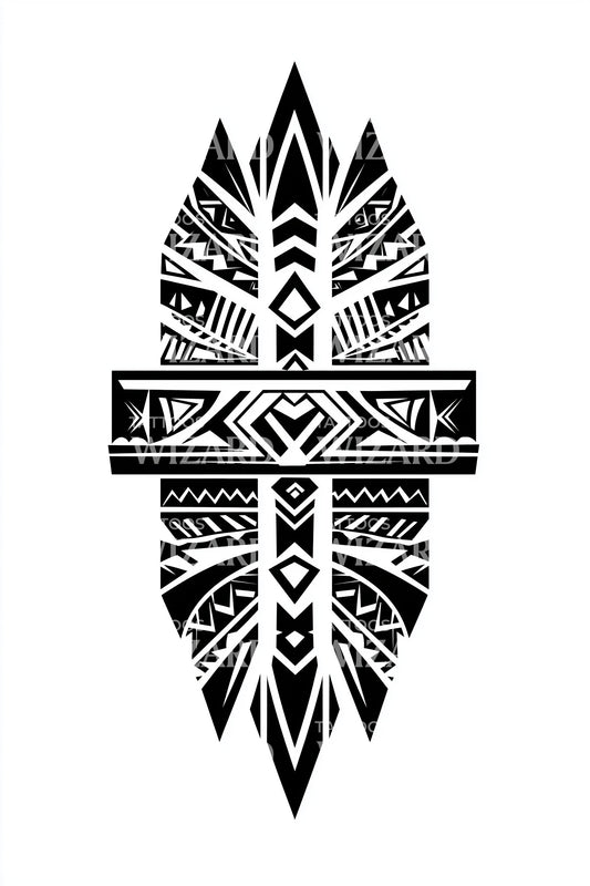 Polynesian Shield Cross Tattoo Design