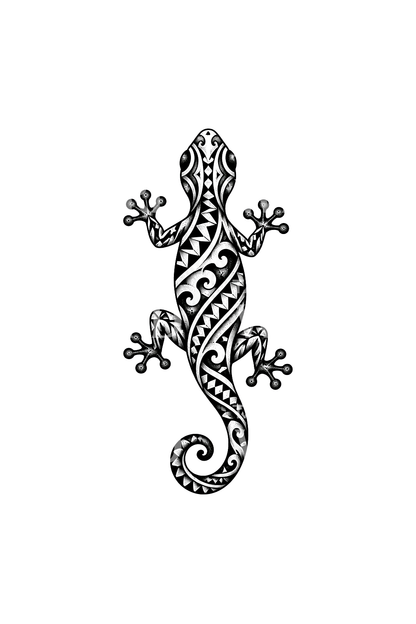 Polynesialainen heimogekko hainhammaskuviolla