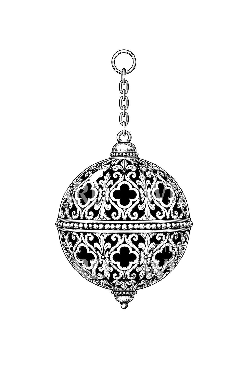 Pomander Ball on a Chain Tattoo Design