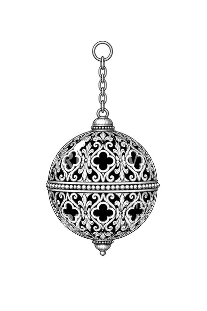 Pomander Ball on a Chain Tattoo Design