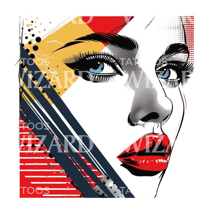 Pop Art Woman Portrait Tattoo Design