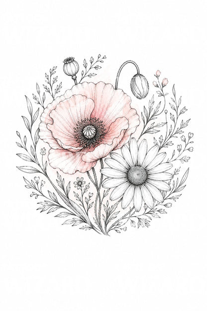 Poppy and Daisy Posy Tattoo Idea