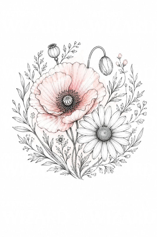 Poppy and Daisy Posy Tattoo Idea