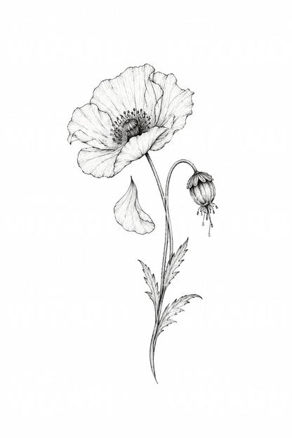Poppy and Seed Head Remembrance Tattoo Idea