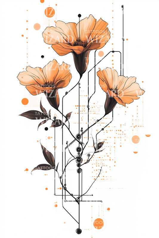 Mohn Raster Spritzer Tattoo Design