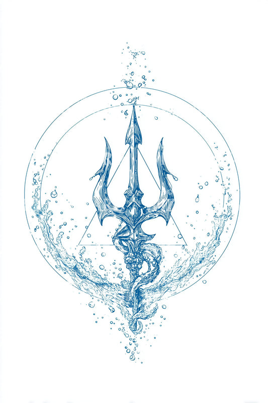 Design Tatuaggio Emblema Tridente di Poseidone
