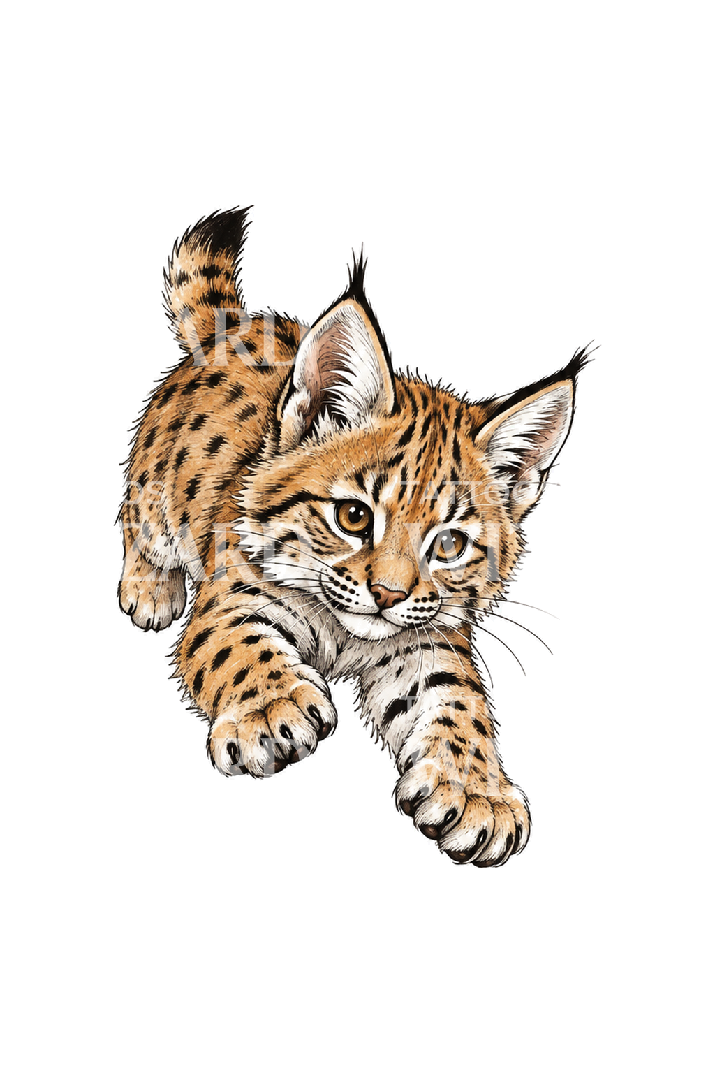 Illustration d’un jeune lynx bondissant