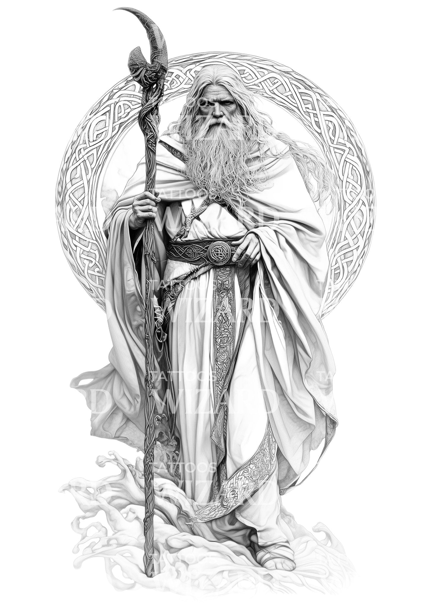 Merlin Designs Powerful Merlin in Power of Sigils Tattoo Design – Tattoos Wizard Designs