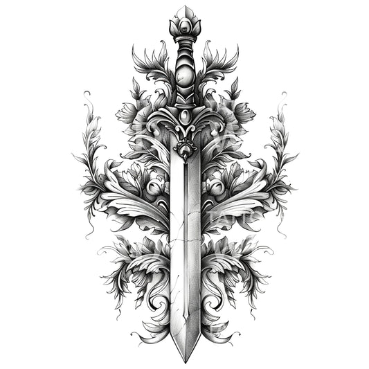 Powerful Ornate Dagger Tattoo Design