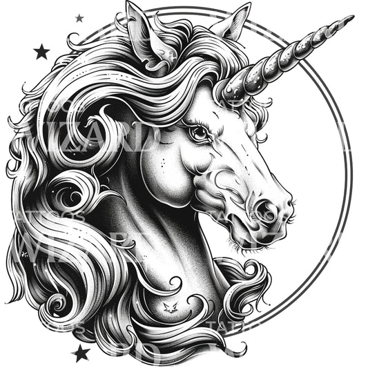 Powerful Unicorn Tattoo Design