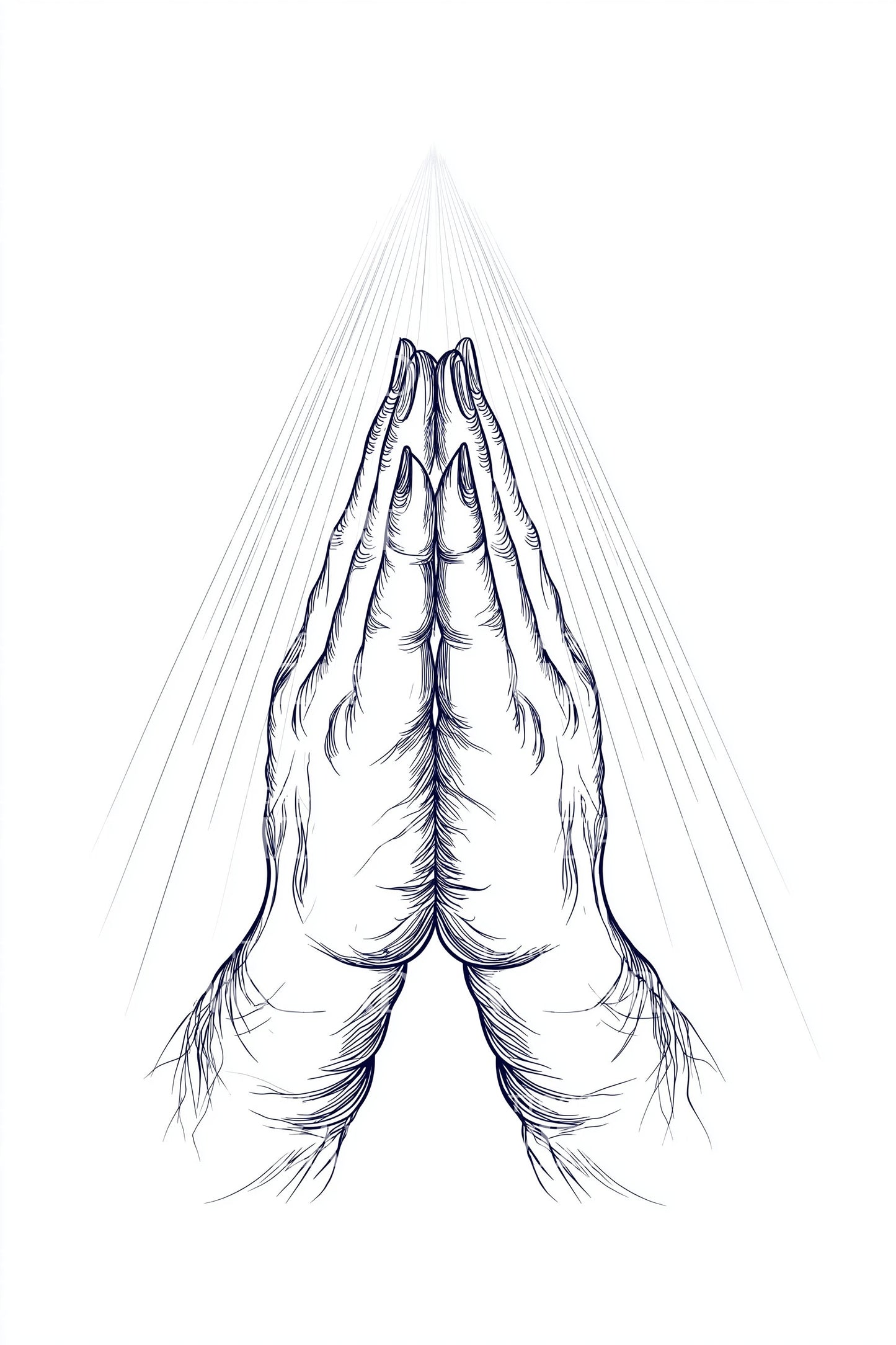 Praying Hands Rays Tattoo Design