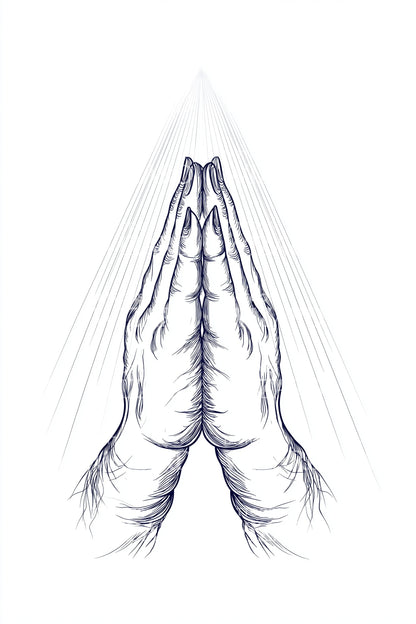 Praying Hands Rays Tattoo Design