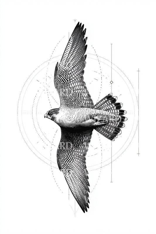 Precision Falcon Flight Tattoo Design
