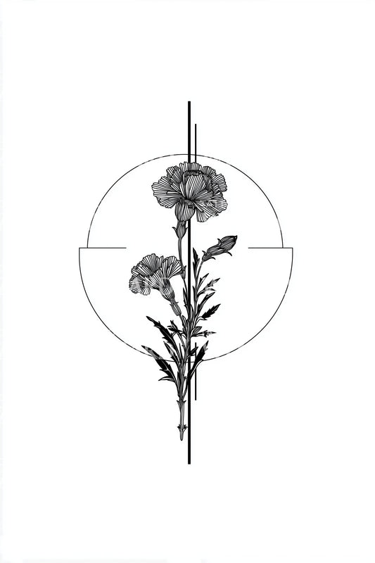 Design de Tatuagem de Alvo Floral de Precisão