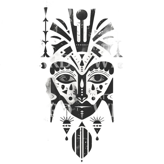 Primitive Art Mask Tattoo Design