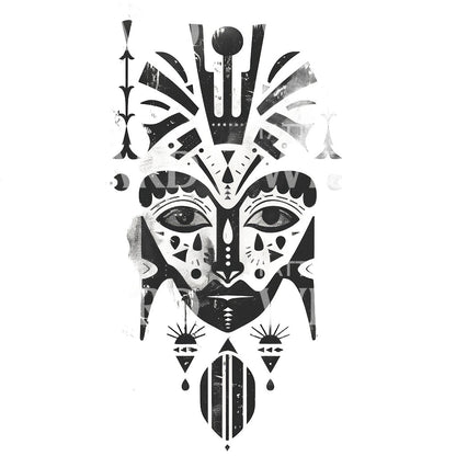 Primitive Art Mask Tattoo Design