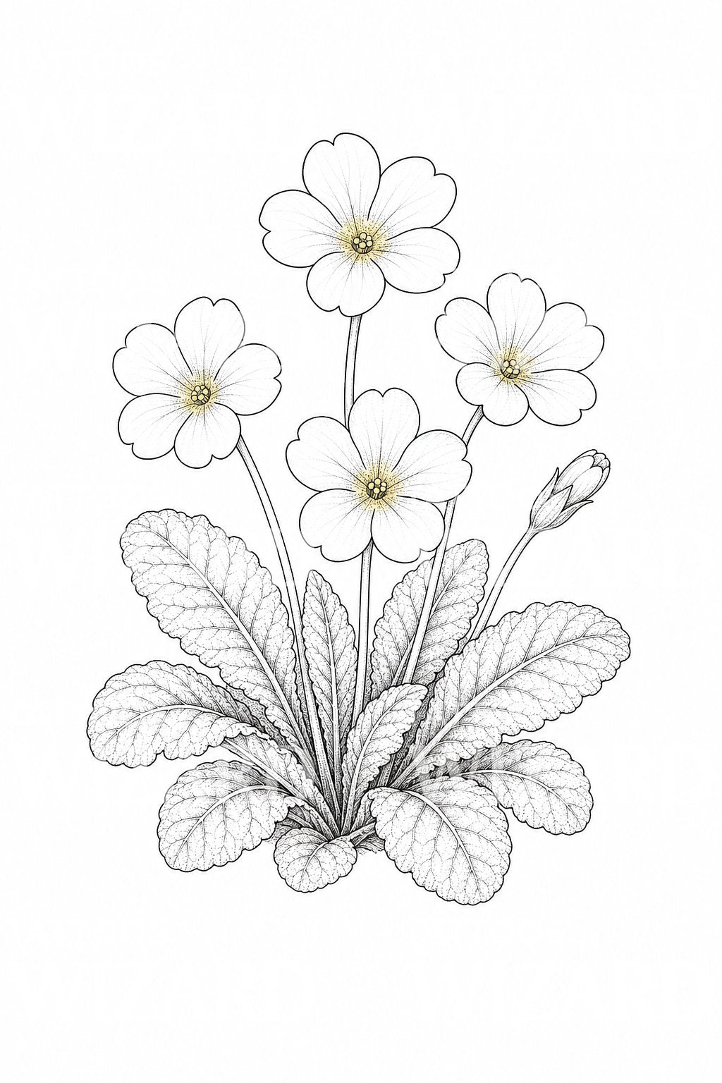Primrose Cluster Fine Line Tattoo Design
