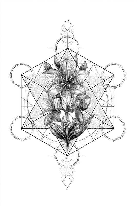 Design Tatuaggio Stella Esagonale Prisma