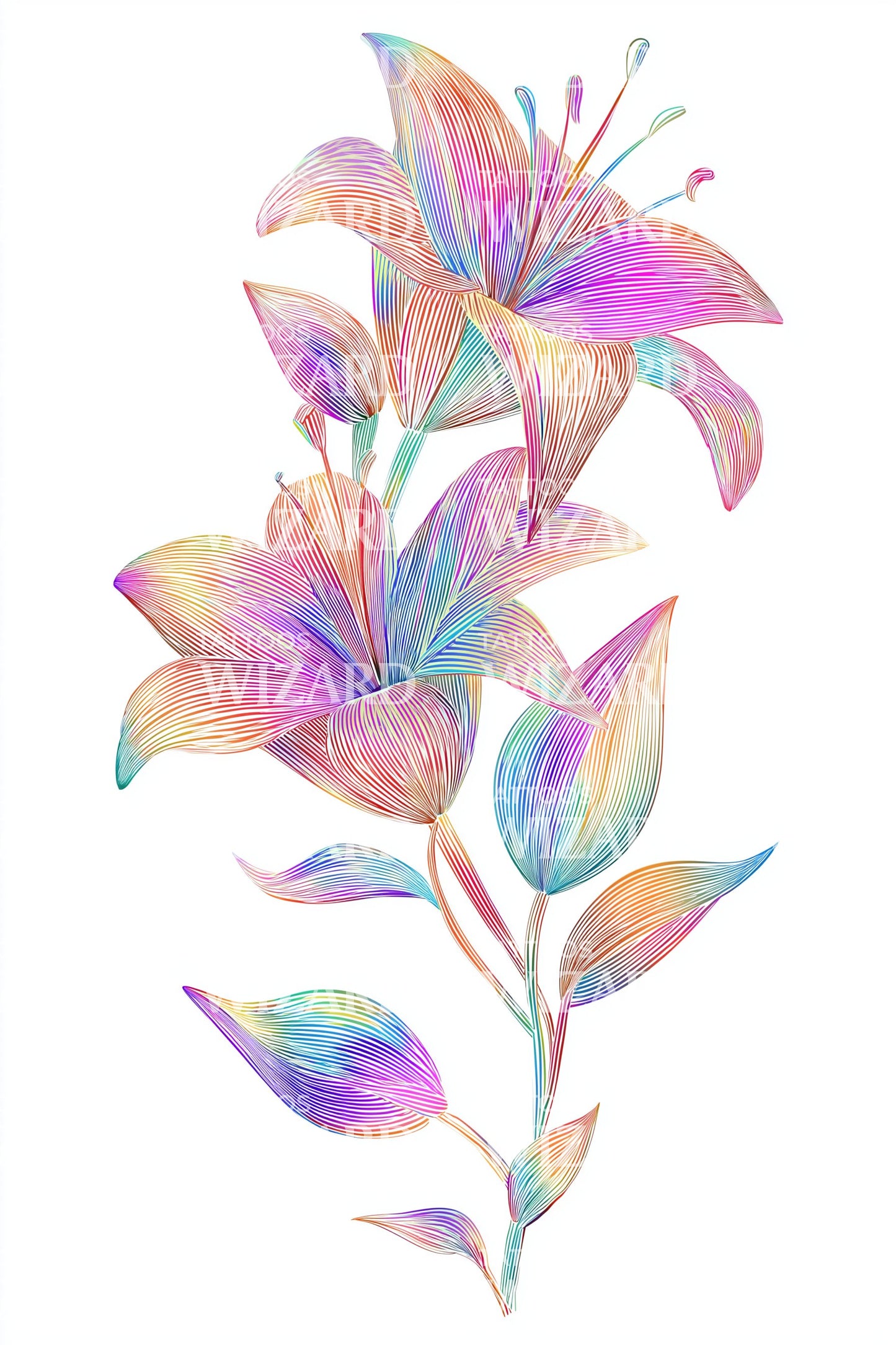 Prism Rainbow Lily Tattoo Design