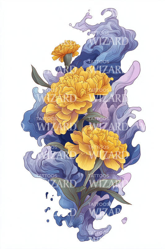 Prismatic Petal Wave Tattoo Design