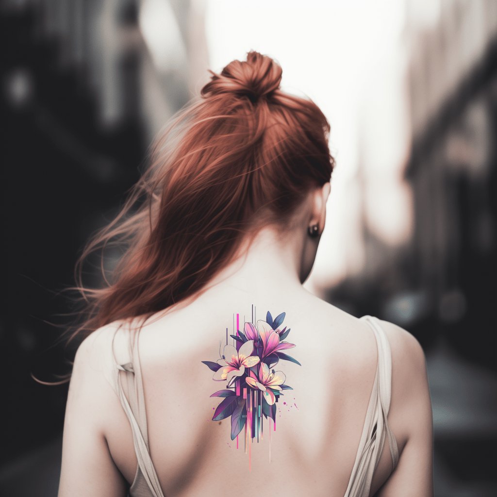 Prismatic Plumeria Cluster Tattoo Design