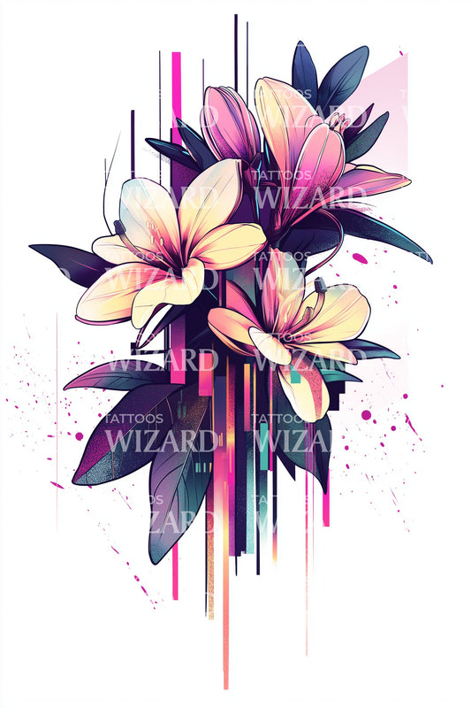 Prismatic Plumeria Cluster Tattoo Design