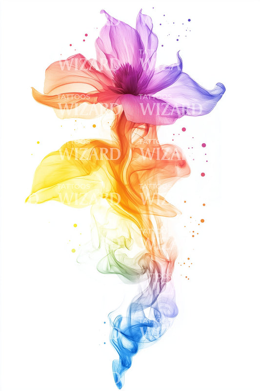 Prismatic Smoke Ribbon Tattoo Design