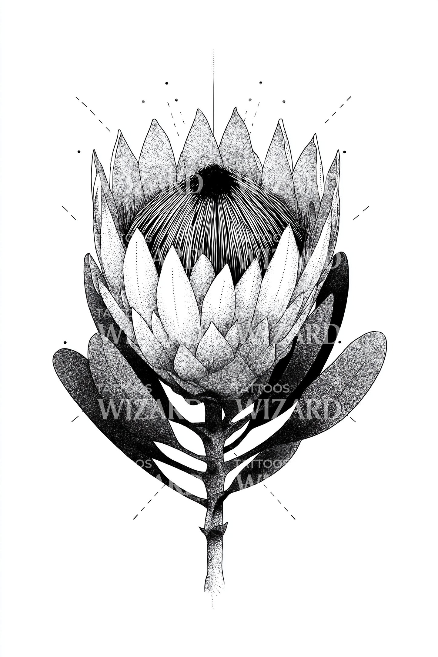 Protea Sacred Bloom Tattoo Design
