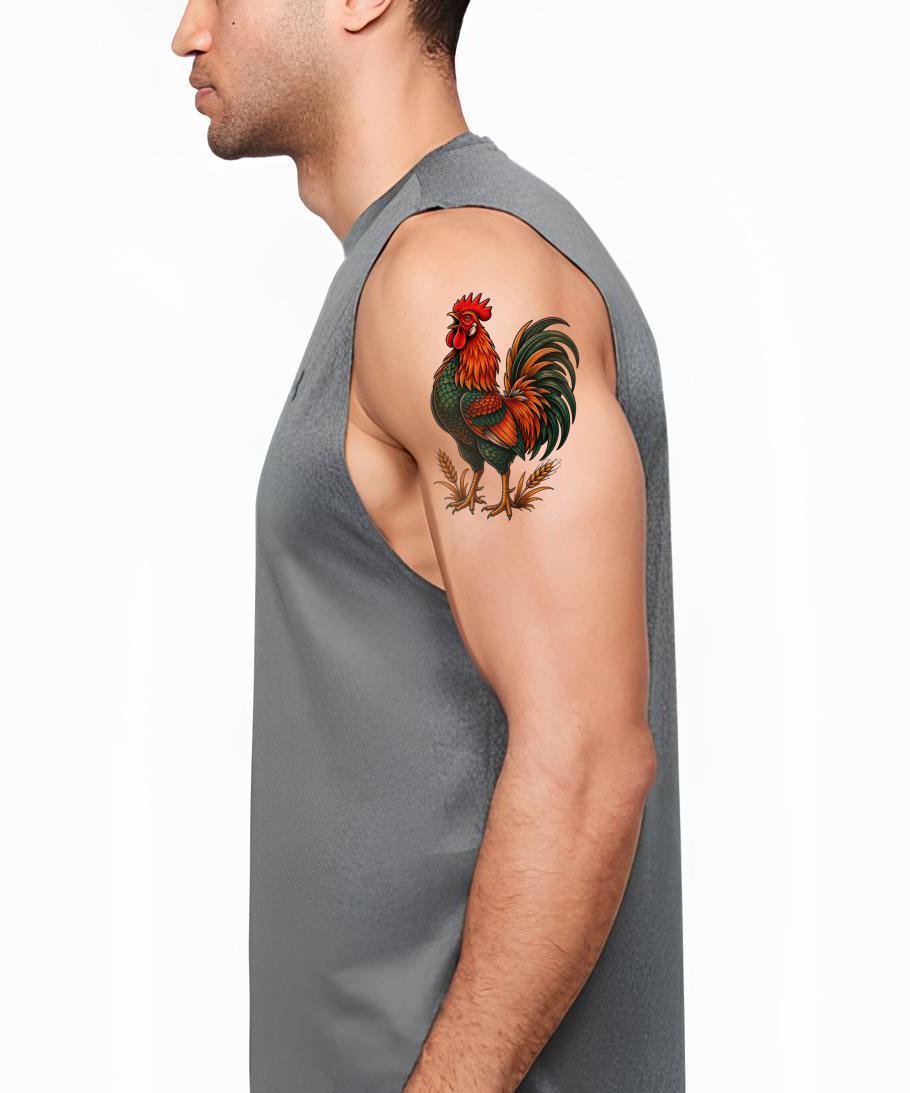 Neo Traditional Rooster Tattoo Design