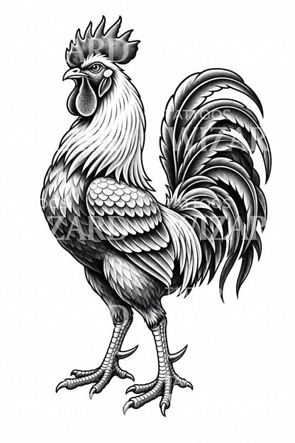 Proud Rooster Old School Tattoo Design