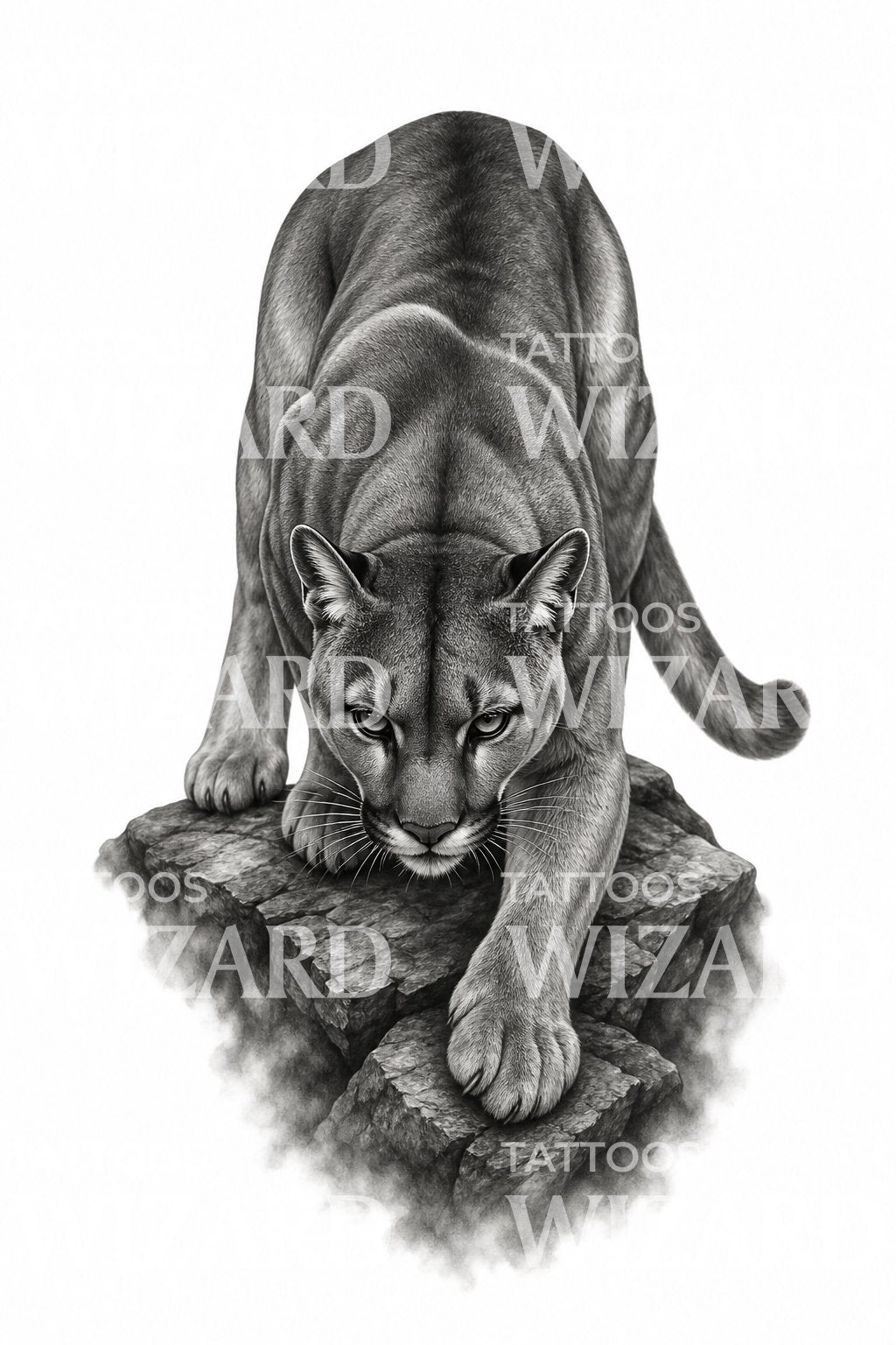 Prowling Cougar Mountain Lion Tattoo Design