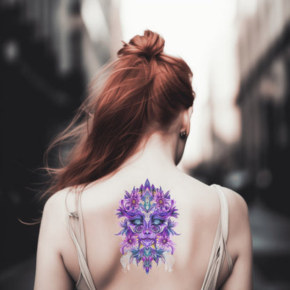 Psychedelische Bloesem Masker Tattoo Ontwerp