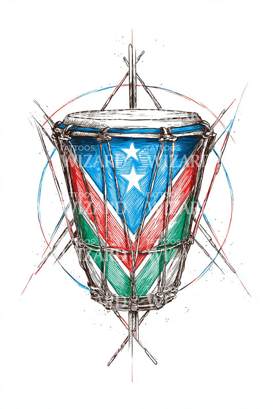 Puerto Rico Kompass Schild Tattoo Design