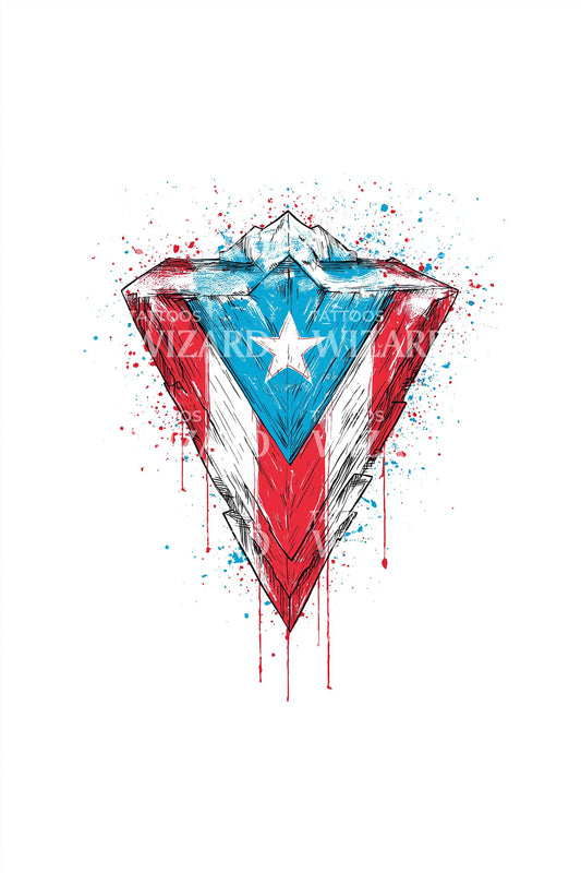 Puerto Rico Flaggen-Schild Tattoo-Design