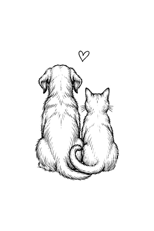 Tattoo van puppy en kitten zij aan zij